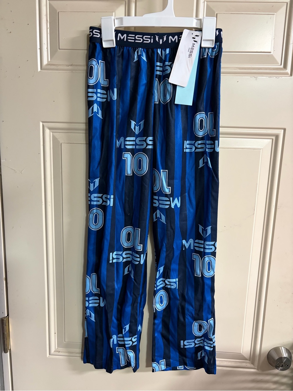 Messi Blue Striped Kids Pajama Pants